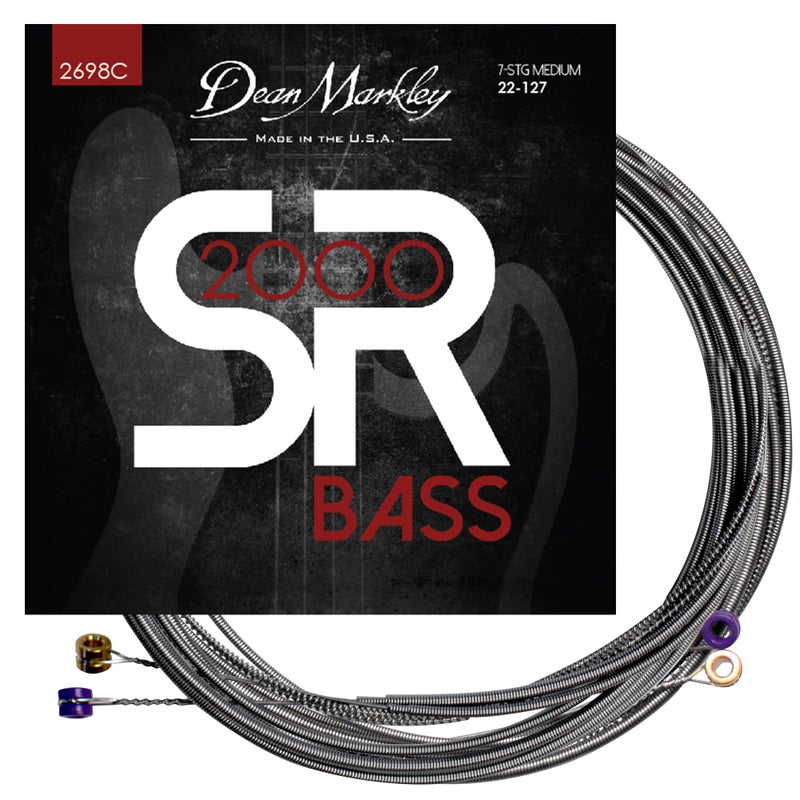 Dean Markley SR2000 Stainless Steel Bass Guitar Strings 7 String Set, 22-127 Medium Custom 7 String Bass Guitar, Silky Smooth Bass Strings with Long Lasting and Full Tone, Made in the USA - Image 1